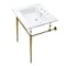 Fauceture KVPB25227W8BB 25-Inch Console Sink with Brass Legs (8-Inch, 3 Hole), White/Brushed Brass KVPB25227W8BB - alternate 1